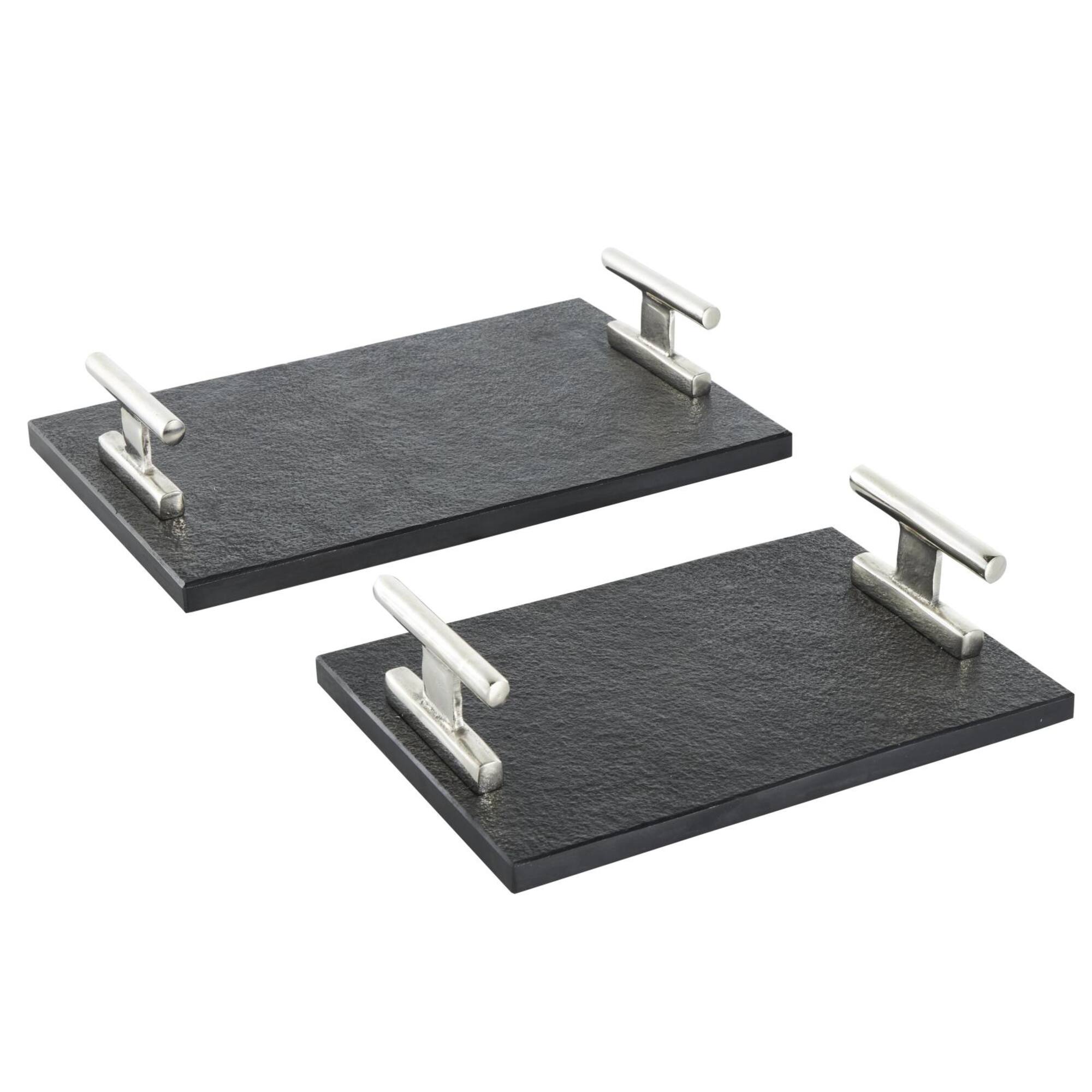 Black Marble Textured Decorative Tray Set